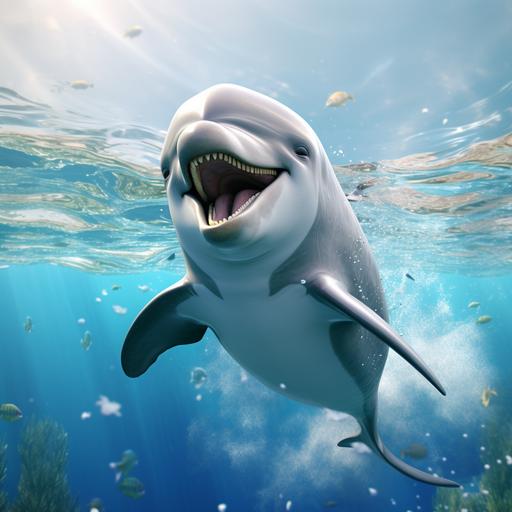 animated dolphin smiling