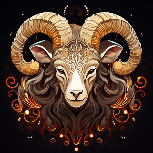 animated graphic of aries zodiac ram, cartoon style, stunning detail, full color