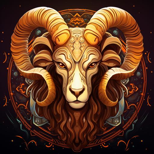animated graphic of aries zodiac ram, cartoon style, stunning detail, full color