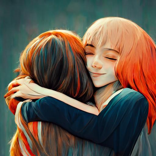 anime style 8k lesbian hug