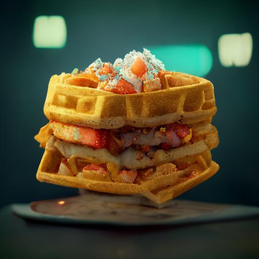 proposal announcement for WAFFLE WEDNESDAYS cartoon 8k octane render tacos crying in the background