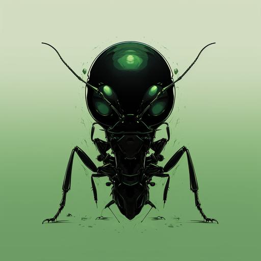 ant , horror, minimalist, draw, black and green palette