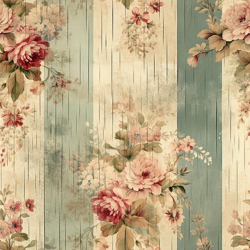 antique, tiny mini-print, victorian wallpaper, 1890s, aged, muted colors, moss green, dusty rose, beige, pale blue, brown, dirty, grungy, vertical damask stripe, --tile --upbeta --s 250