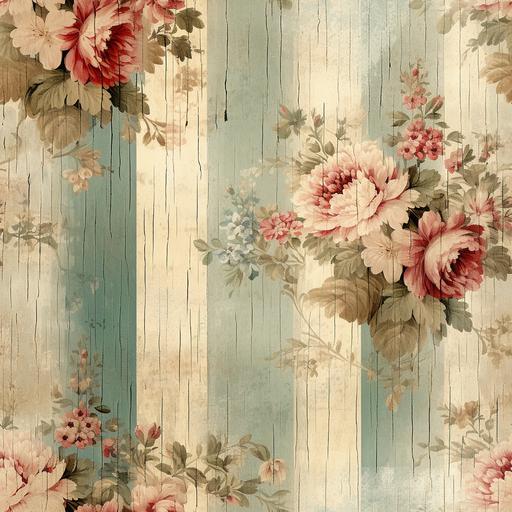 antique, tiny mini-print, victorian wallpaper, 1890s, aged, muted colors, moss green, dusty rose, beige, pale blue, brown, dirty, grungy, vertical damask stripe, --tile --upbeta --s 250