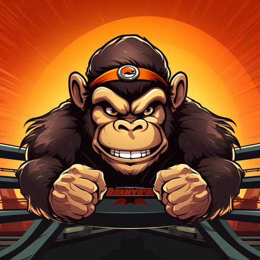 ape race cartoon in racing track logo