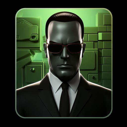 app icon: agent smith as a robot looking for a job