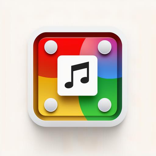 app icon with music note in the middle and 1 new notification symbol on white background, high contrast, iOS 16 color scheme