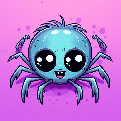 a cute cartoon spider drawn in pastel goth style