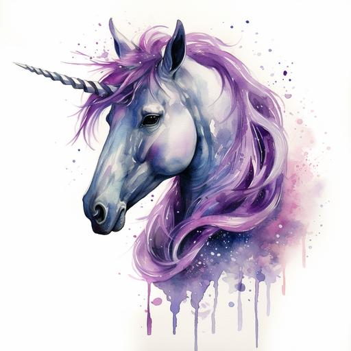 aquarell unicorn purple
