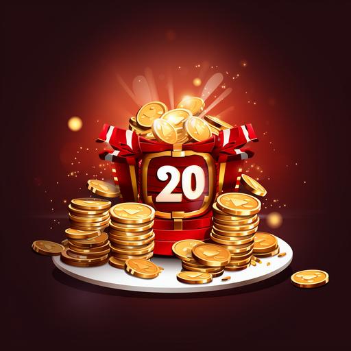 banner gift in casino for VIP clients 200 coins. flat cartoon cute style --s 250