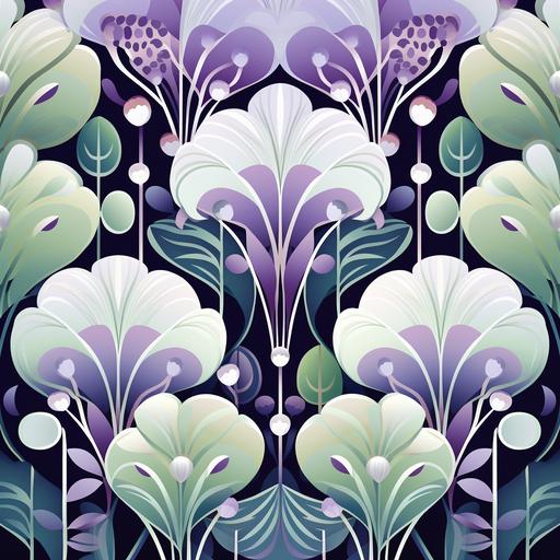 art deco pattern, design, wall paper with peppermints and lilacs, looped pattern wallpaper