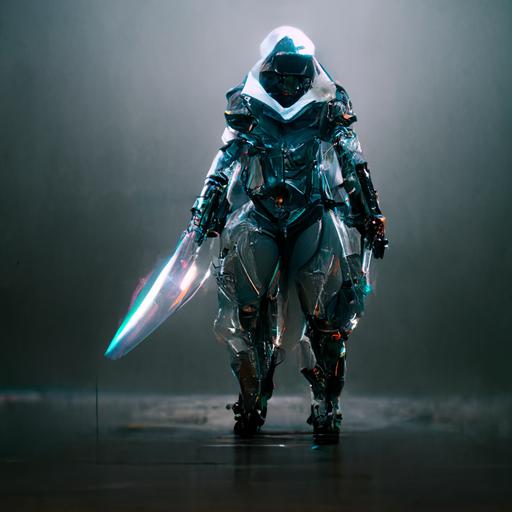full body view of a halo spartan crossed with an assassin's creed character, halo and assassin's creed mashup, futuristic assassin, action pose, cinematic, 8k render, octane render, intricate details, ray tracing