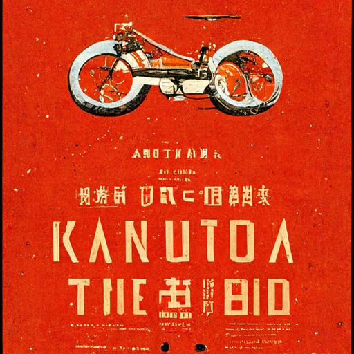 art nouveau advertisement poster kaneda’s bike. Katsuhiro otomo style. Akira