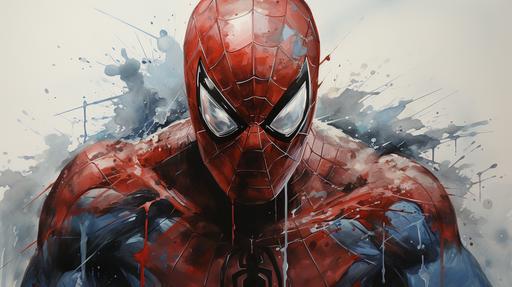 art ,spiderman , white background --ar 16:9 --style raw --s 750