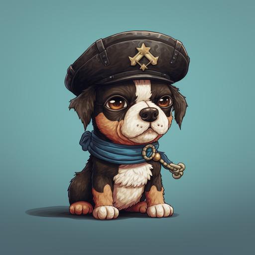 cute pirate pixel dog with eye patch . pixel art, watercolors