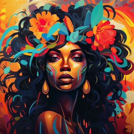 artwork of a black natural goddess in art style of fauvism