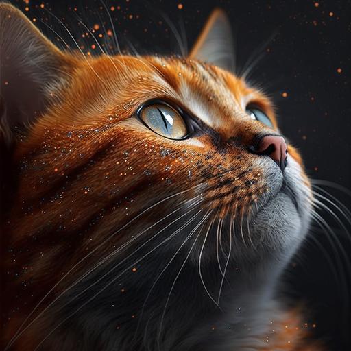 A orange cat with big, black, glitter eyelashes