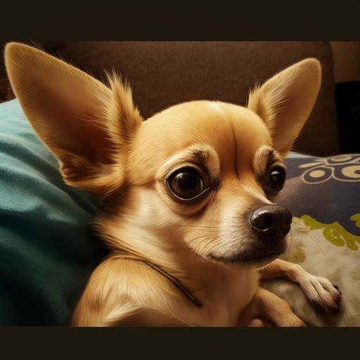 as a disney character, chihuahua, big eyes and ears, golden colour --v 4