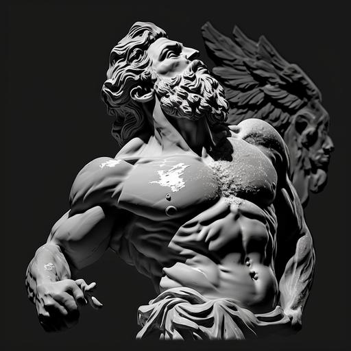 god zeus superman logo inspired design::5 marble statue::2 yoji shinkawa::1 grayscale color::1 cyan::1 --v 4 --quality 2 --stylize 1000
