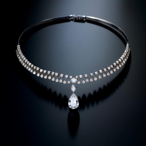 assymetric tennis diamond choker which is open in the middle on chest