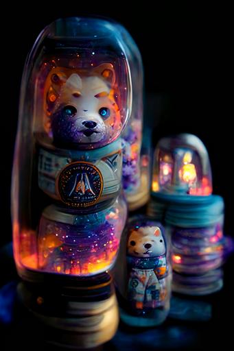 astronaut fox nesting dolls, twilight, edge detail glowing, Miniature Faking, Long Exposure, Electric Colors, Angelic, Lumen Reflections, insanely detailed and intricate, hypermaximalist, elegant, ornate, hyper realistic, super detailed --q 5 --s 2500 --ar 5:7