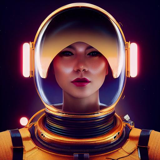 astronaut woman helmet RTX raytraced red mars closeup glamour portrait of a futuristic artificial beautiful feline blonde, black and golden stripes, hair made of golden wires, fantasy, intricate, digital painting by ilya kuvshinov, 8k + uhd + 3d + octane render + cinematic --upbeta --test --creative