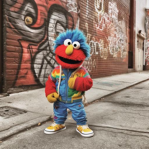 picture of a hip hopper in sesame street style