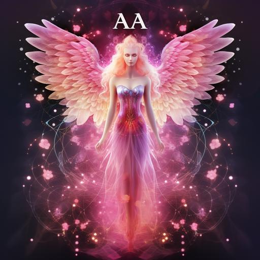 aura poster, angel number with pink and all the chakras aligned