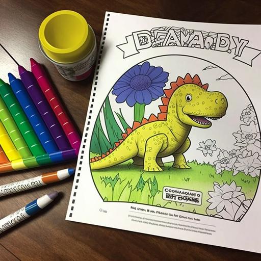 Genera una portada para un libro de colorear de dinosaurios para niños de 3 a 5 años. Incluye el título 