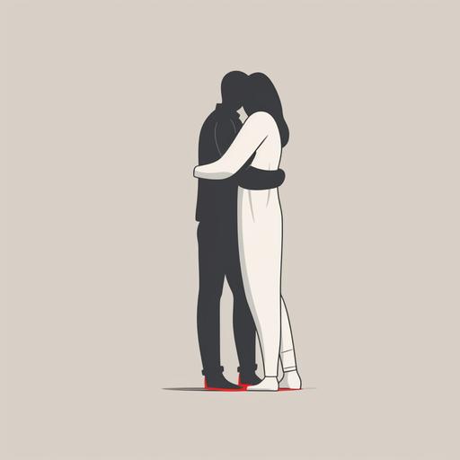line art drawing with minimalist lines of a couple from the back giving a big hug goodbye