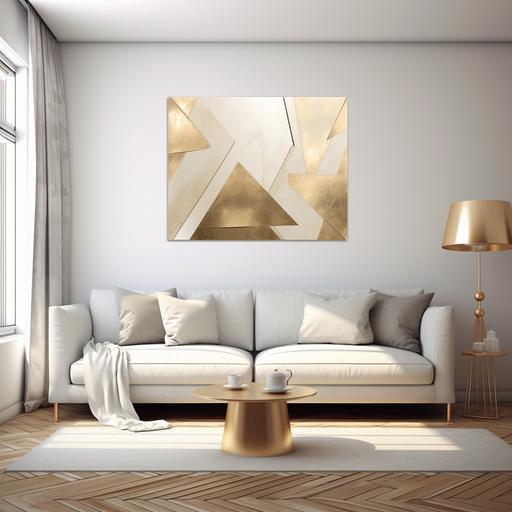 well decorated filled room interior art deco minimalist neutral trendy with big wall gold