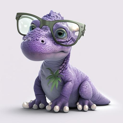 baby cute lilac therapist dinosaur whit glasses
