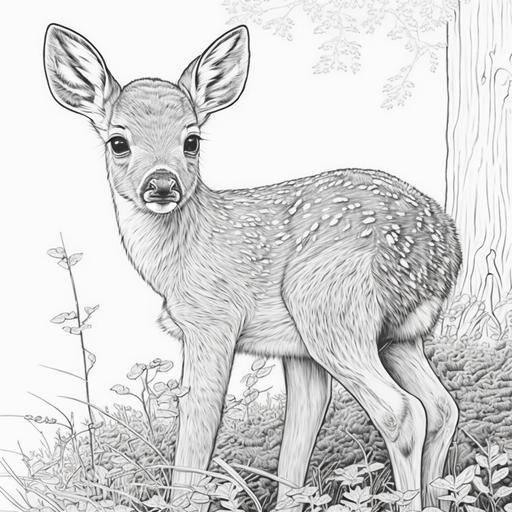 baby dear realistic coloring page
