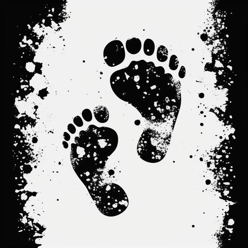 baby foot print cute black and white no background