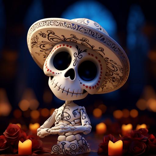 baby skeleton dia de los muertos style. Pixar animation 3d. cute