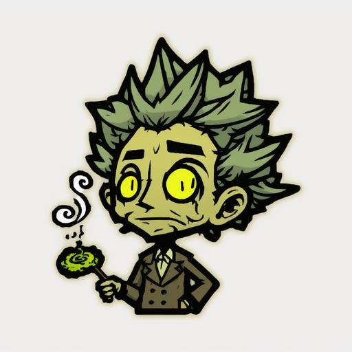 badas lemon character smoking weed drawn in the style of the game Don't Starve , nft, logo style , png , transparent background