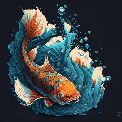 badass cartoon koi fish