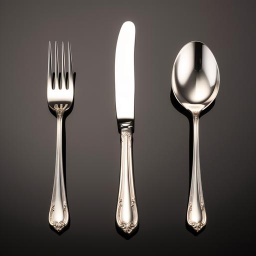 basic fork spoon and knife, even lighting