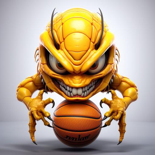 basketball head scorpion character, cartoon
