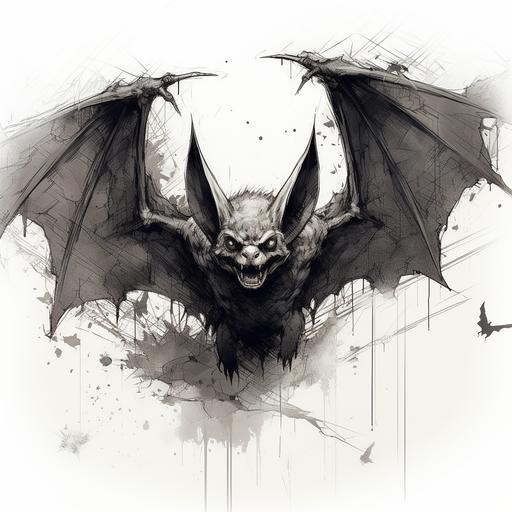 bat sketch, anime dark style