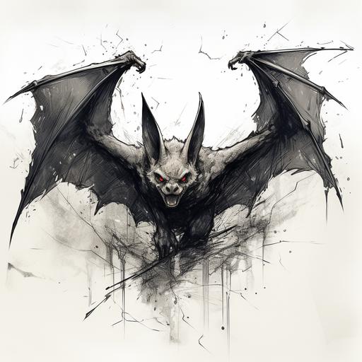 bat sketch, anime dark style