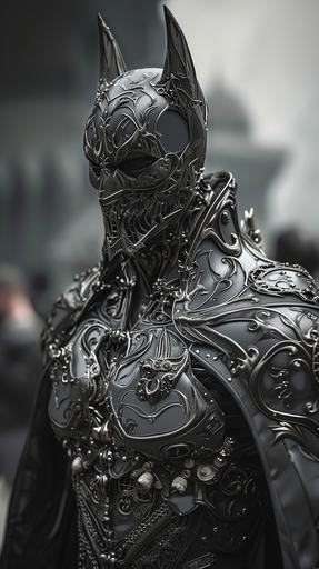 batman fancy ornated masked on neon victorian age, medieval grunge, victorianpunk, fashion design sketch, met gala event, masked royal gala, rococo, baroque, hyper realistic, insanely detailed and intricate, hyper maximalist, elegant, super detailed, dynamic pose --ar 9:16 --v 6.0