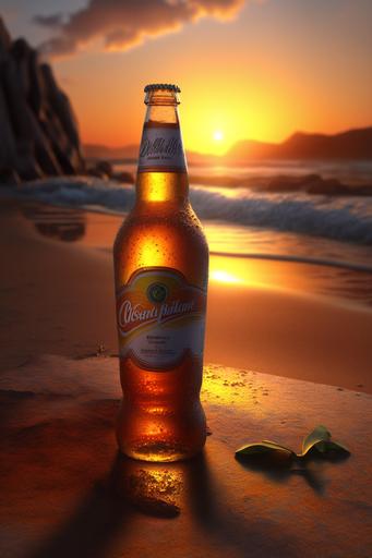 beach, beer, sunset, venezuela, hiper realistic, 4k --v 4 --ar 2:3