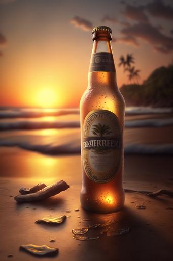 beach, beer, sunset, venezuela, hiper realistic, 4k --v 4 --ar 2:3