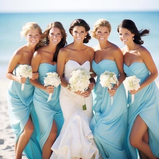 beach blue bridesmaid dresses