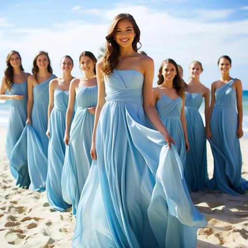 beach blue bridesmaid dresses