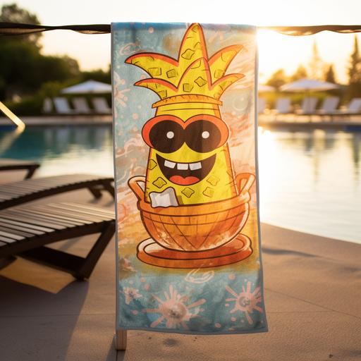 beach towel with spongebob motive