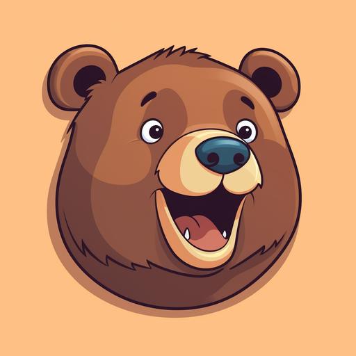 bear face and neck cartoon happy flat 2d style, with tongue out playful, cute and muscular