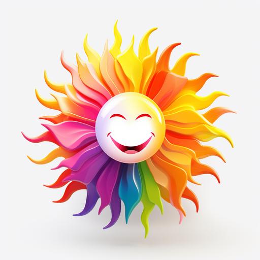 beautiful and powerful radiant energy emoji, colorful, white background