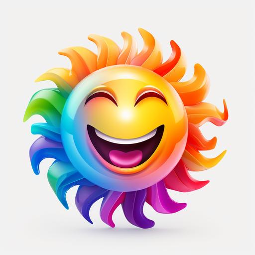 beautiful and powerful radiant energy emoji with elegant smile, colorful, white background